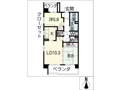サンコート桃花台A棟(2LDK/3階)の間取り写真