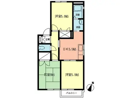 TOKU HOUSE(3DK/1階)の間取り写真