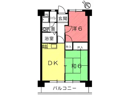 ニシムラエコノム野洲(2DK/4階)の間取り写真