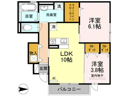 プランドール(2LDK/1階)の間取り写真