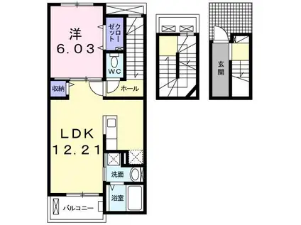 ＪＲ東海道本線 袋井駅 徒歩18分 3階建 築9年(1LDK/3階)の間取り写真