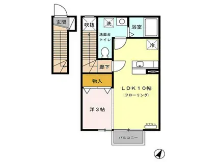 ア・レーズコート(1LDK/2階)の間取り写真