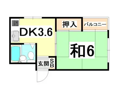 エメラルド尾浜PARTI(1DK/2階)の間取り写真