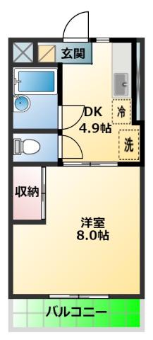 フォルクローレ(1DK/1階)の間取り写真