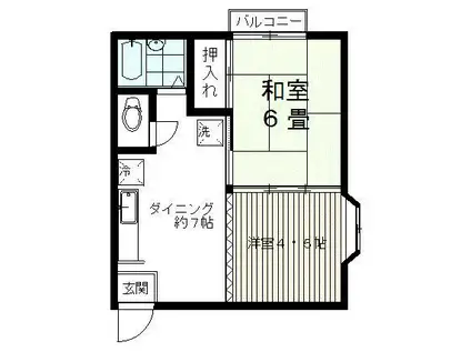 ハイツ金野(2DK/2階)の間取り写真