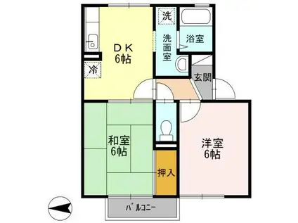 ロイヤルガーデン永田B(2DK/2階)の間取り写真