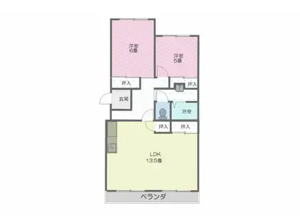 アメニティ飯野(2LDK/3階)の間取り写真