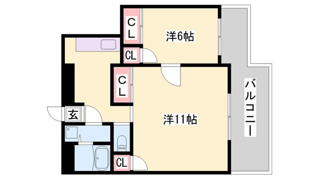 ラフェスタ加東(2DK/2階)の間取り写真