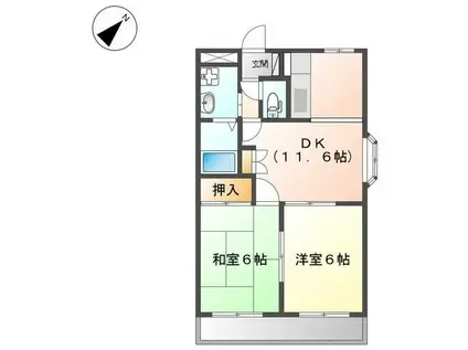 グリーンヒル壱番館(2LDK/1階)の間取り写真