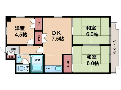 コーポエクセルI(3LDK/2階)の間取り写真