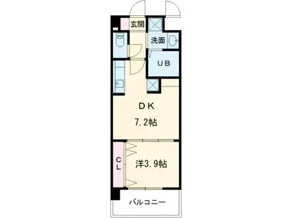 コンダクトレジデンスSANGAMORI(1DK/3階)の間取り写真