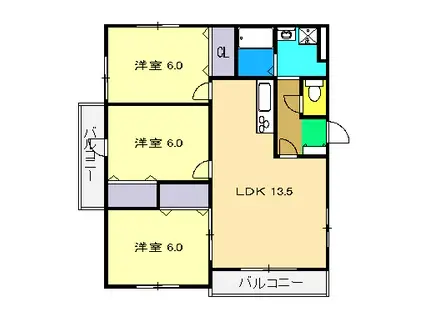 プレステージ(3LDK/3階)の間取り写真