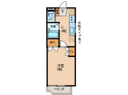 エスポワール清水Ⅱ(1K/1階)の間取り写真