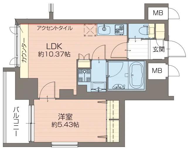 プレジオ難波ASIAN(1LDK/7階)の間取り写真
