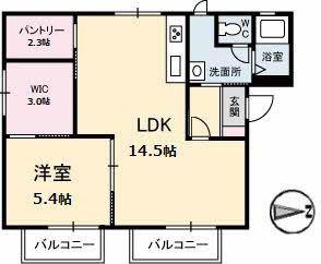 イクシード江口(1LDK/2階)の間取り写真