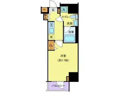 ヴァレッシア上野ノースシティII(1K/7階)の間取り写真