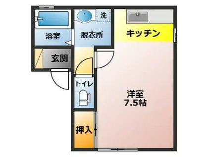 セジュールSINDEN(1K/2階)の間取り写真