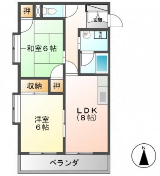 ゲートアキ(2DK/3階)の間取り写真