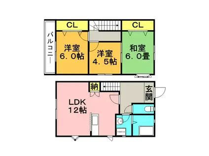 メゾネット西小森野(3LDK/1階)の間取り写真