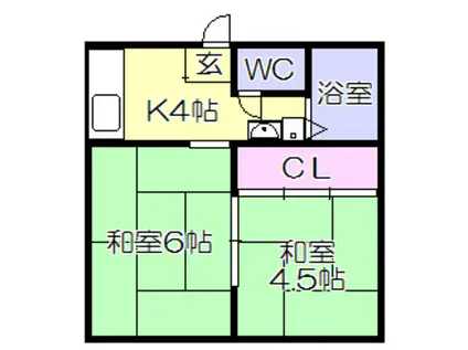 つばきコーポ(2DK/2階)の間取り写真