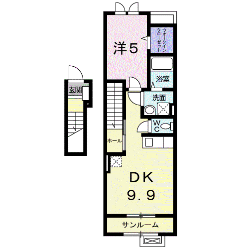 エスボナール(1LDK/2階)の間取り写真