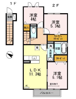 ヴィラ サンリット I(3LDK/2階)の間取り写真