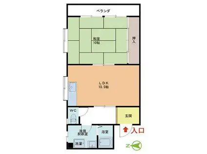 パークビレッジ春日(1LDK/2階)の間取り写真