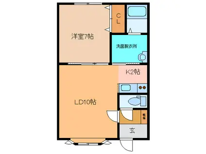 CASA LUNA(1LDK/1階)の間取り写真