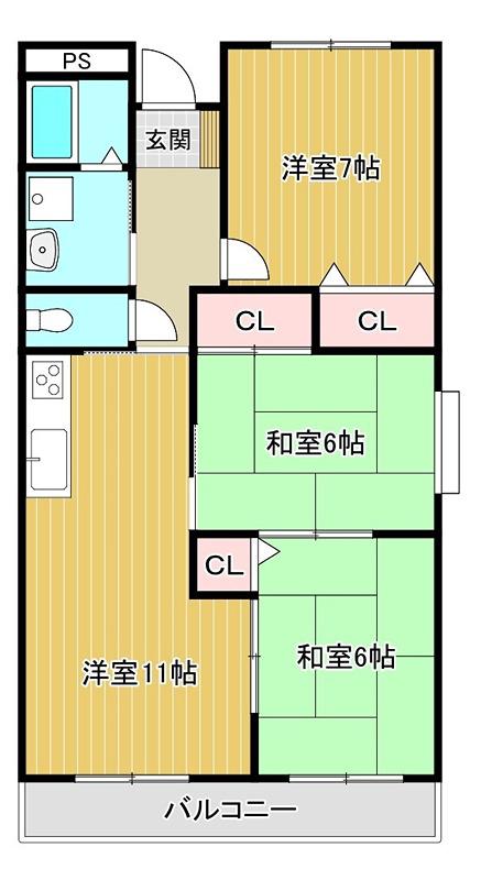 日吉マンション(3LDK/3階)の間取り写真