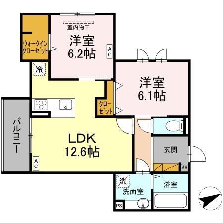 DS LIEN  C(2LDK/2階)の間取り写真