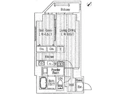 フラッツ美竹(1LDK/7階)の間取り写真