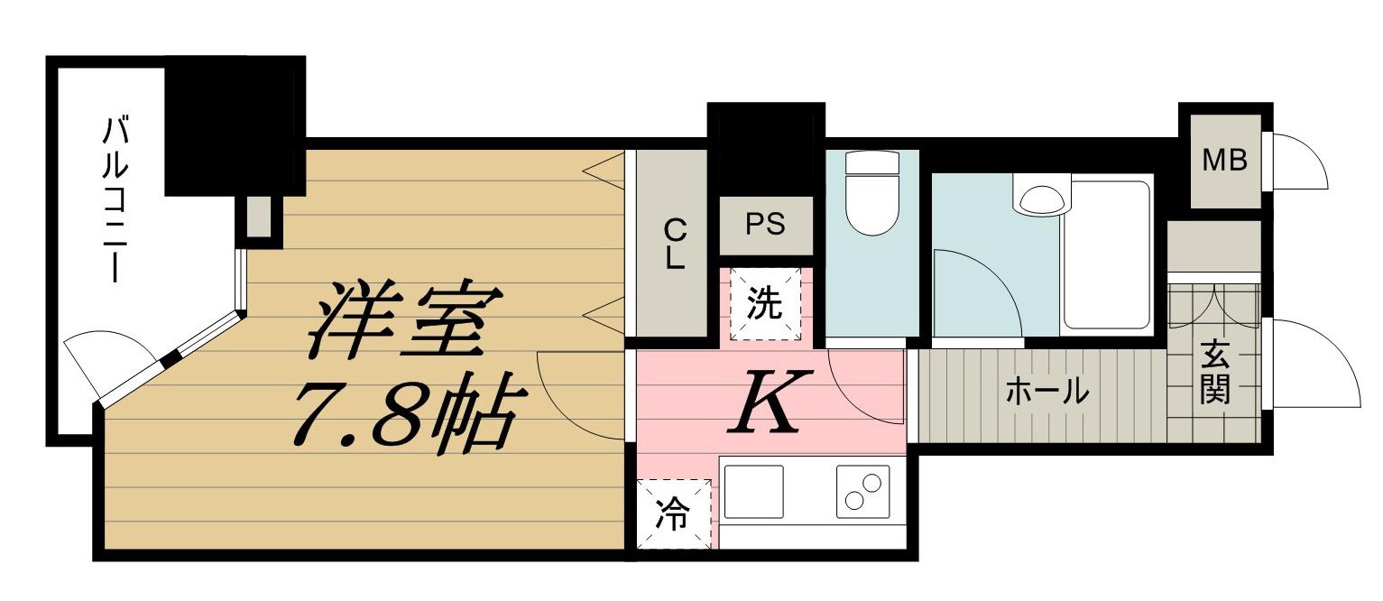 パークアクシス千葉(1K/9階)の間取り写真