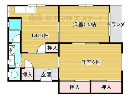 田中ハイツ(2DK/1階)の間取り写真