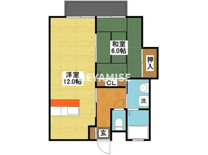 ソレイユ(1LDK/2階)の間取り写真