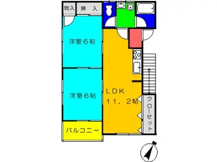 SEKI・BILL(2LDK/2階)の間取り写真