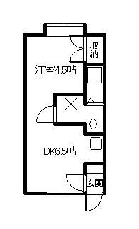 ハイツノースビラ(1DK/2階)の間取り写真