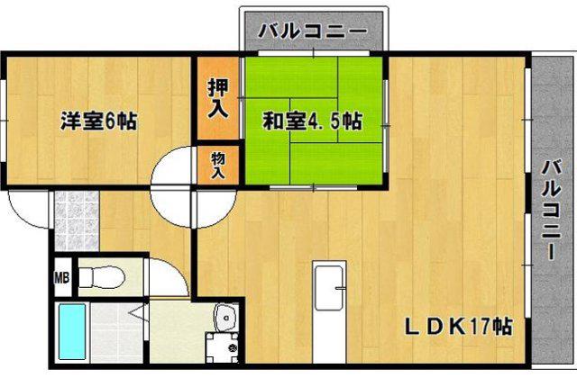 ルークレジデンス姫路II(2LDK/6階)の間取り写真