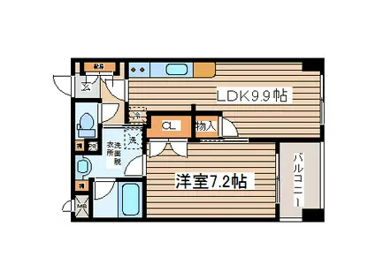 グリーンハピー宮町(1LDK/3階)の間取り写真