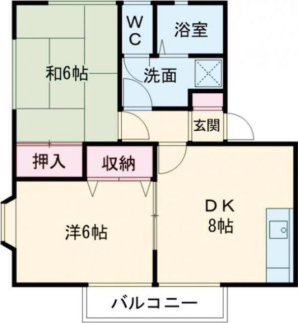 シエスタ(2DK/2階)の間取り写真