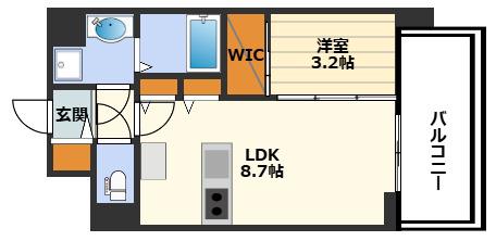 エスリードレジデンス梅田クラスシティ(1LDK/6階)の間取り写真