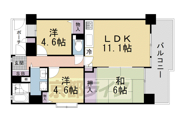 サンロイヤル新田辺アカデミアI(3LDK/6階)の間取り写真