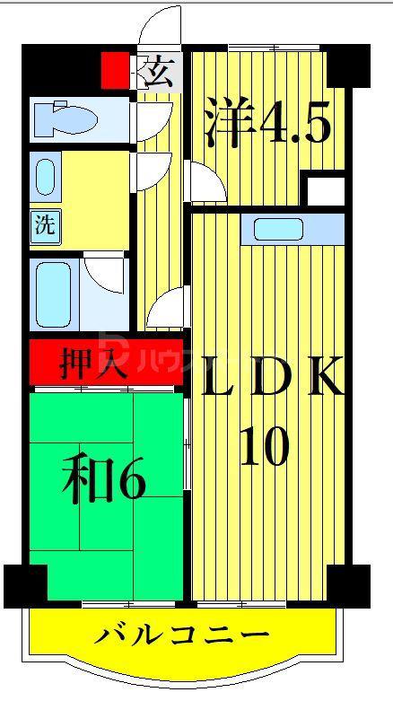 クオーレプロバンス篠崎(2LDK/6階)の間取り写真