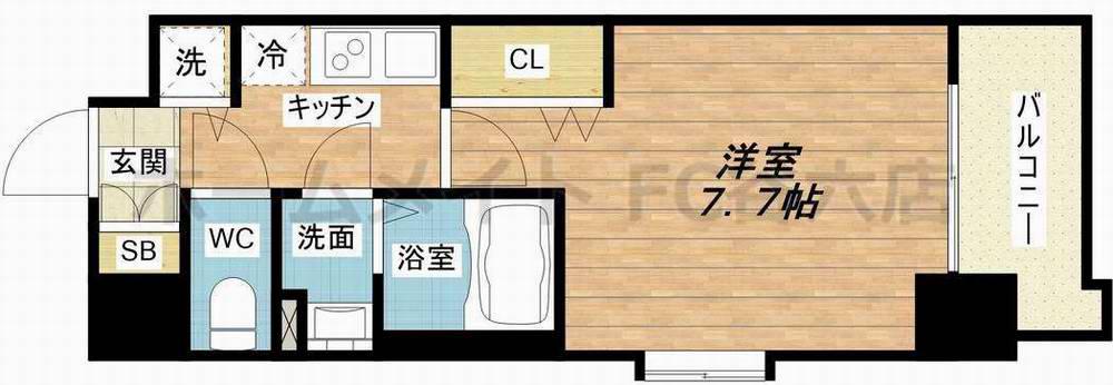 LUXE海老江II(1K/7階)の間取り写真