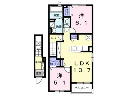アヴァンス パレイル(2LDK/2階)の間取り写真