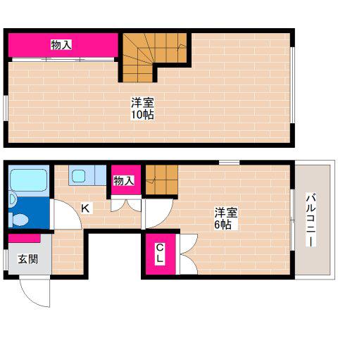 SKハイツ平野(2K/7階)の間取り写真