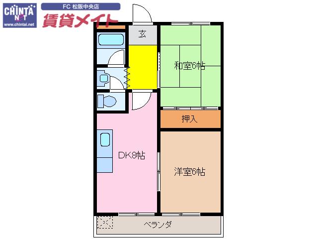 林ビル(2DK/2階)の間取り写真