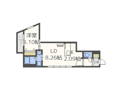 シャトーライフN27(1LDK/5階)の間取り写真