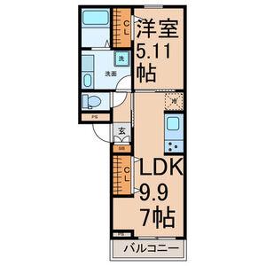 エスポワール名駅(1LDK/3階)の間取り写真