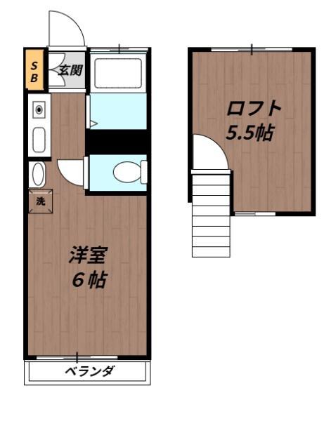 コーシンハイツ(1K/2階)の間取り写真