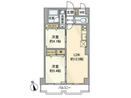 シャトレー町田ガーデン(2LDK/4階)の間取り写真